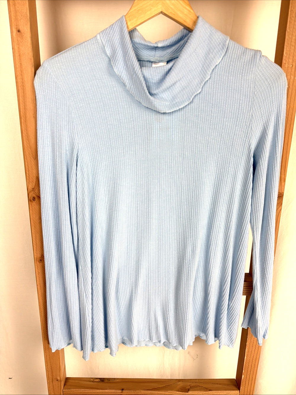 NWT Kleen Blue Long Sleeve Turtleneck Cotton Blend Top #0825 Small